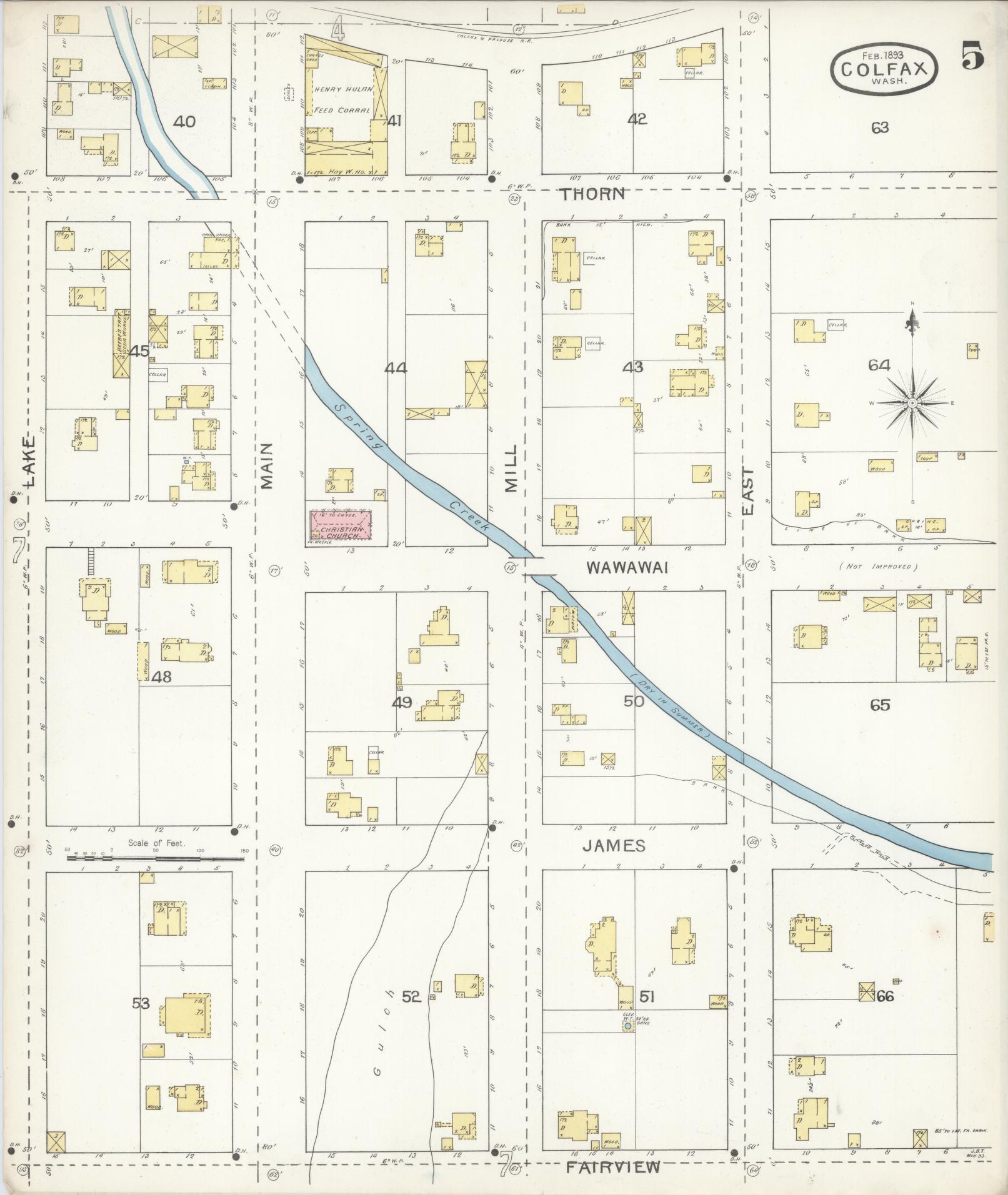 Sanborn Fire Insurance Map from Colfax, Whitman County, Washington (1893), Sheet #0005 - Complete Map Set gallery image, historic Sanborn map, vintage wall art, Washington Washington