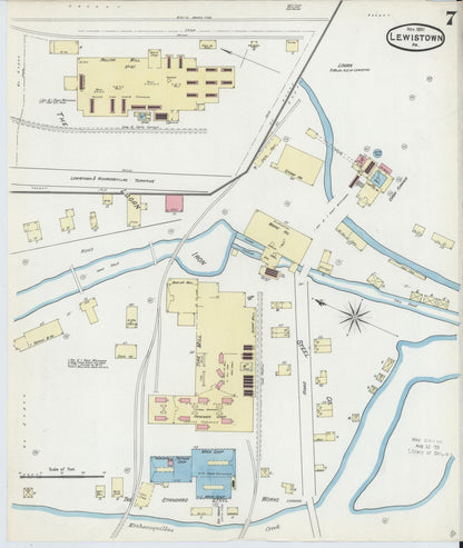 Sanborn Fire Insurance Map from Lewistown, Mifflin County, Pennsylvania (1891), Sheet #0007 - Historic Sanborn Fire Insurance Map Print, vintage old map wall art, antique decor, genealogy gift, Pennsylvania Pennsylvania map