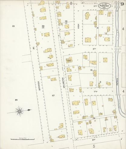 Sanborn Fire Insurance Map from Pomeroy, Garfield County, Washington (1904), Sheet #0009 - Complete Map Set gallery image, historic Sanborn map, vintage wall art, Washington Washington