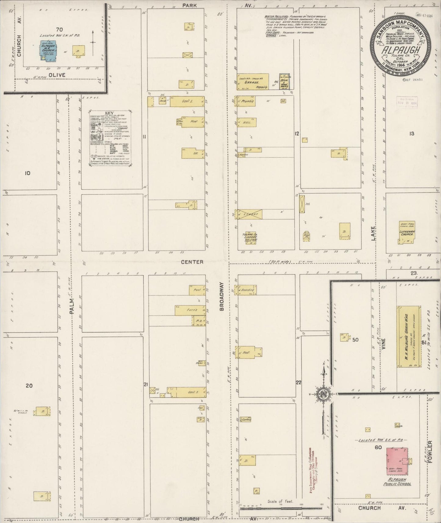 Sanborn Fire Insurance Map from Alpaugh, Tulare County, California (1914), Sheet #0001 - Historic Sanborn Fire Insurance Map Print, vintage old map wall art, antique decor, genealogy gift, California California map