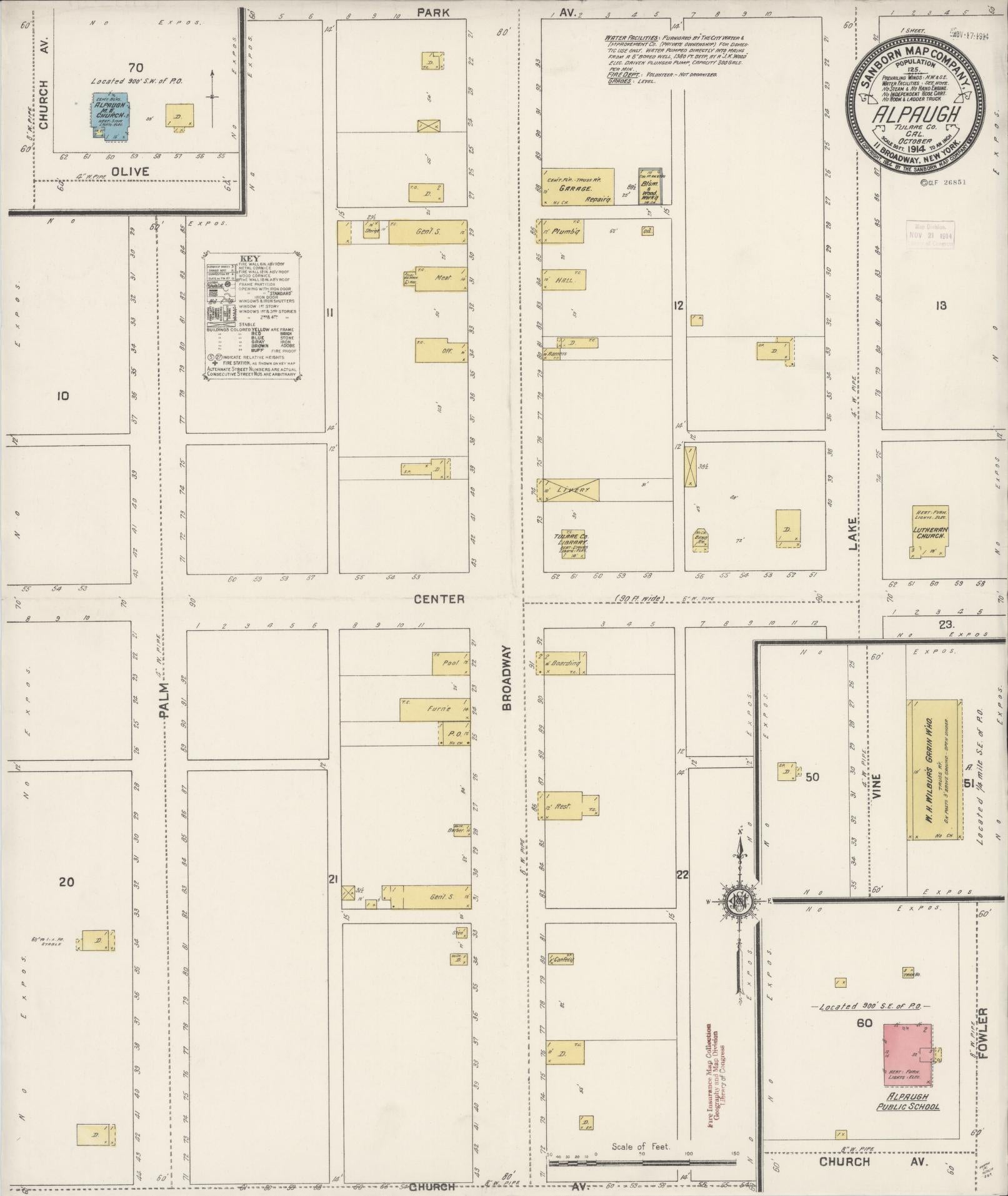 Sanborn Fire Insurance Map from Alpaugh, Tulare County, California (1914), Sheet #0001 - Historic Sanborn Fire Insurance Map Print, vintage old map wall art, antique decor, genealogy gift, California California map