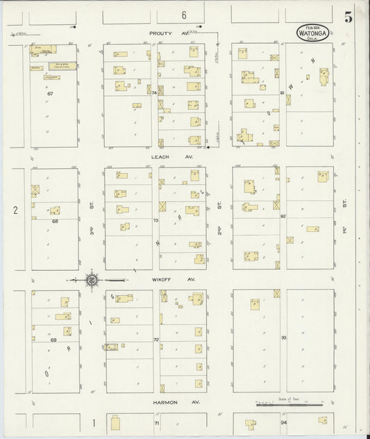 Sanborn Fire Insurance Map from Watonga, Blaine County, Oklahoma (1914), Sheet #0005 - Historic Sanborn Fire Insurance Map Print, vintage old map wall art, antique decor, genealogy gift, Oklahoma Oklahoma map