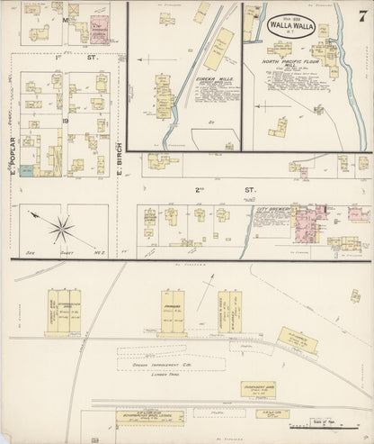 Sanborn Fire Insurance Map from Walla Walla, Walla Walla County, Washington (1888), Sheet #0007 - Complete Map Set gallery image, historic Sanborn map, vintage wall art, Washington Washington