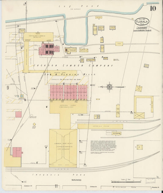 Sanborn Fire Insurance Map from Florala, Covington County, Alabama (1913), Sheet #0010 - Historic Sanborn Fire Insurance Map Print, vintage old map wall art, antique decor, genealogy gift, Alabama Alabama map