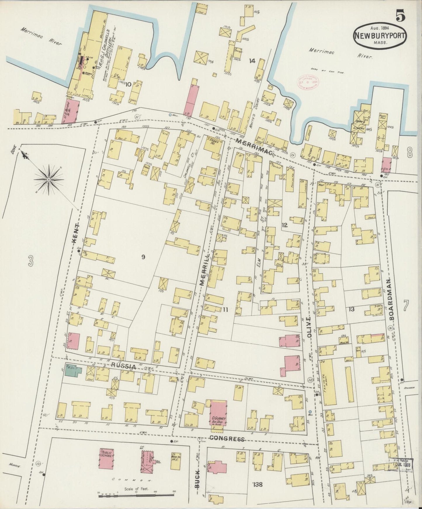 Sanborn Fire Insurance Map from Newburyport, Essex County, Massachusetts (1894), Sheet #0005 - Complete Map Set gallery image, historic Sanborn map, vintage wall art, Massachusetts Massachusetts