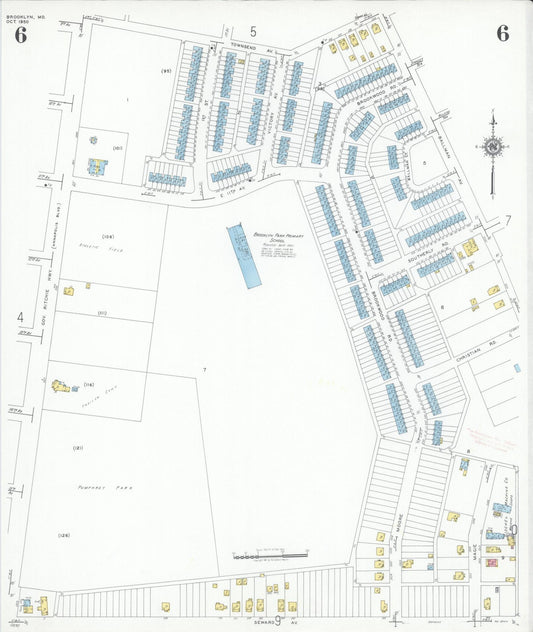 Sanborn Fire Insurance Map from Brooklyn, Anne Arundel County, Maryland (1950), Sheet #0006 - Historic Sanborn Fire Insurance Map Print, vintage old map wall art, antique decor, genealogy gift, Maryland Maryland map