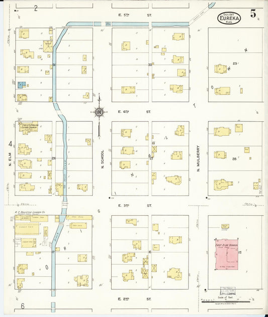 Sanborn Fire Insurance Map from Eureka, Greenwood County, Kansas (1917), Sheet #0005 - Historic Sanborn Fire Insurance Map Print, vintage old map wall art, antique decor, genealogy gift, Kansas Kansas map