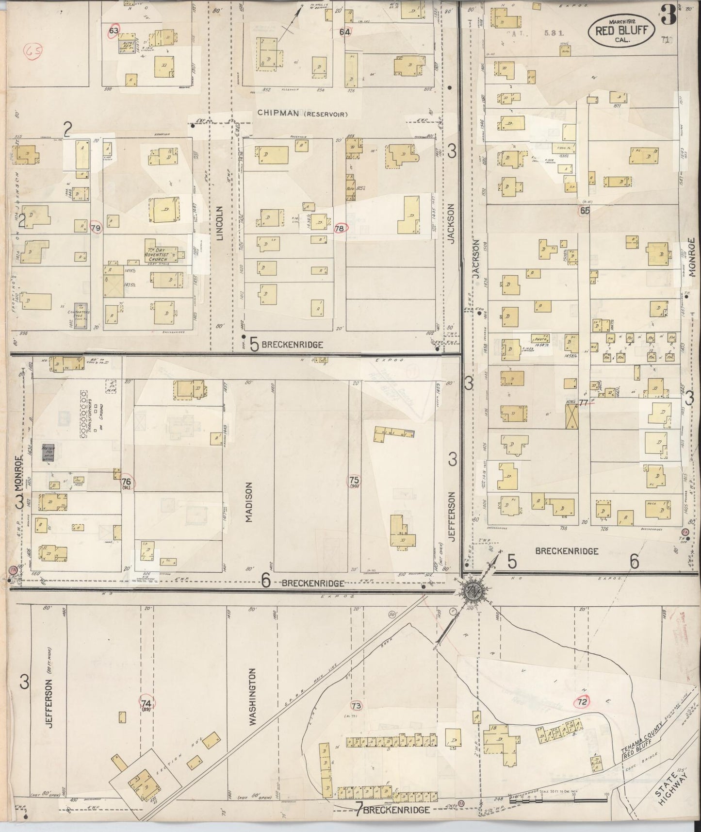 Sanborn Fire Insurance Map from Red Bluff, Tehama County, California (1949), Sheet #0003 - Complete Map Set gallery image, historic Sanborn map, vintage wall art, California California