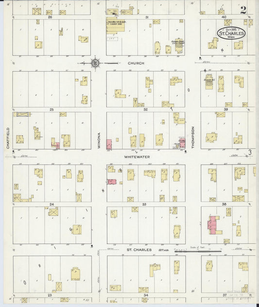 Sanborn Fire Insurance Map from Saint Charles, Winona County, Minnesota (1915), Sheet #0002 - Historic Sanborn Fire Insurance Map Print, vintage old map wall art, antique decor, genealogy gift, Minnesota Minnesota map