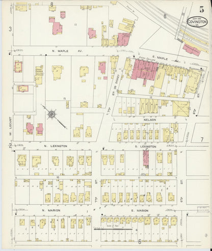 Sanborn Fire Insurance Map from Covington, Independent Cities, Virginia (1913), Sheet #0005 - Complete Map Set gallery image, historic Sanborn map, vintage wall art, Virginia Virginia