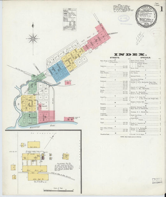 Sanborn Fire Insurance Map from Bayou Sara, West Feliciana Parish, Louisiana (1898), Sheet #0001 - Historic Sanborn Fire Insurance Map Print, vintage old map wall art, antique decor, genealogy gift, Louisiana Louisiana map