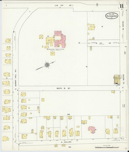 Sanborn Fire Insurance Map from Richmond, Madison County, Kentucky (1912), Sheet #0011 - Complete Map Set gallery image, historic Sanborn map, vintage wall art, Kentucky Kentucky
