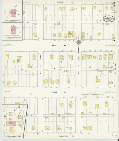 Sanborn Fire Insurance Map from Woodward, Woodward County, Oklahoma (1911), Sheet #0002 - Complete Map Set gallery image, historic Sanborn map, vintage wall art, Oklahoma Oklahoma