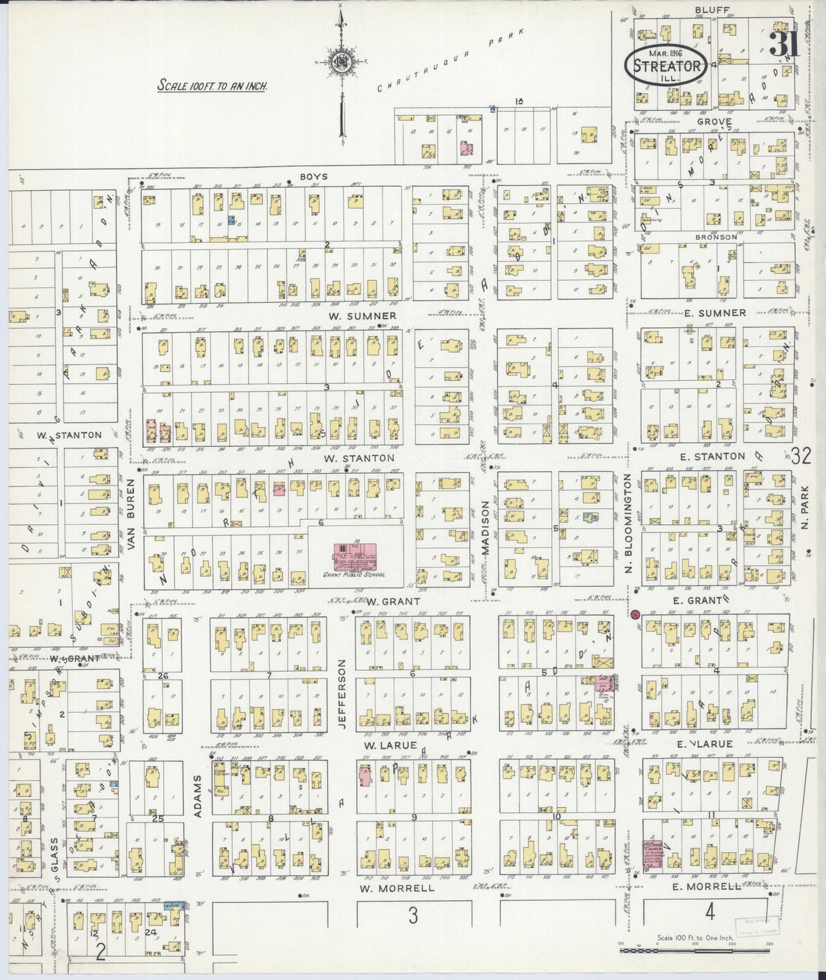 Sanborn Fire Insurance Map from Streator, La Salle County, Illinois (1916), Sheet #0031 - Complete Map Set gallery image, historic Sanborn map, vintage wall art, Illinois Illinois