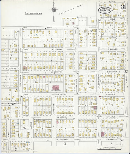 Sanborn Fire Insurance Map from Streator, La Salle County, Illinois (1916), Sheet #0031 - Complete Map Set gallery image, historic Sanborn map, vintage wall art, Illinois Illinois