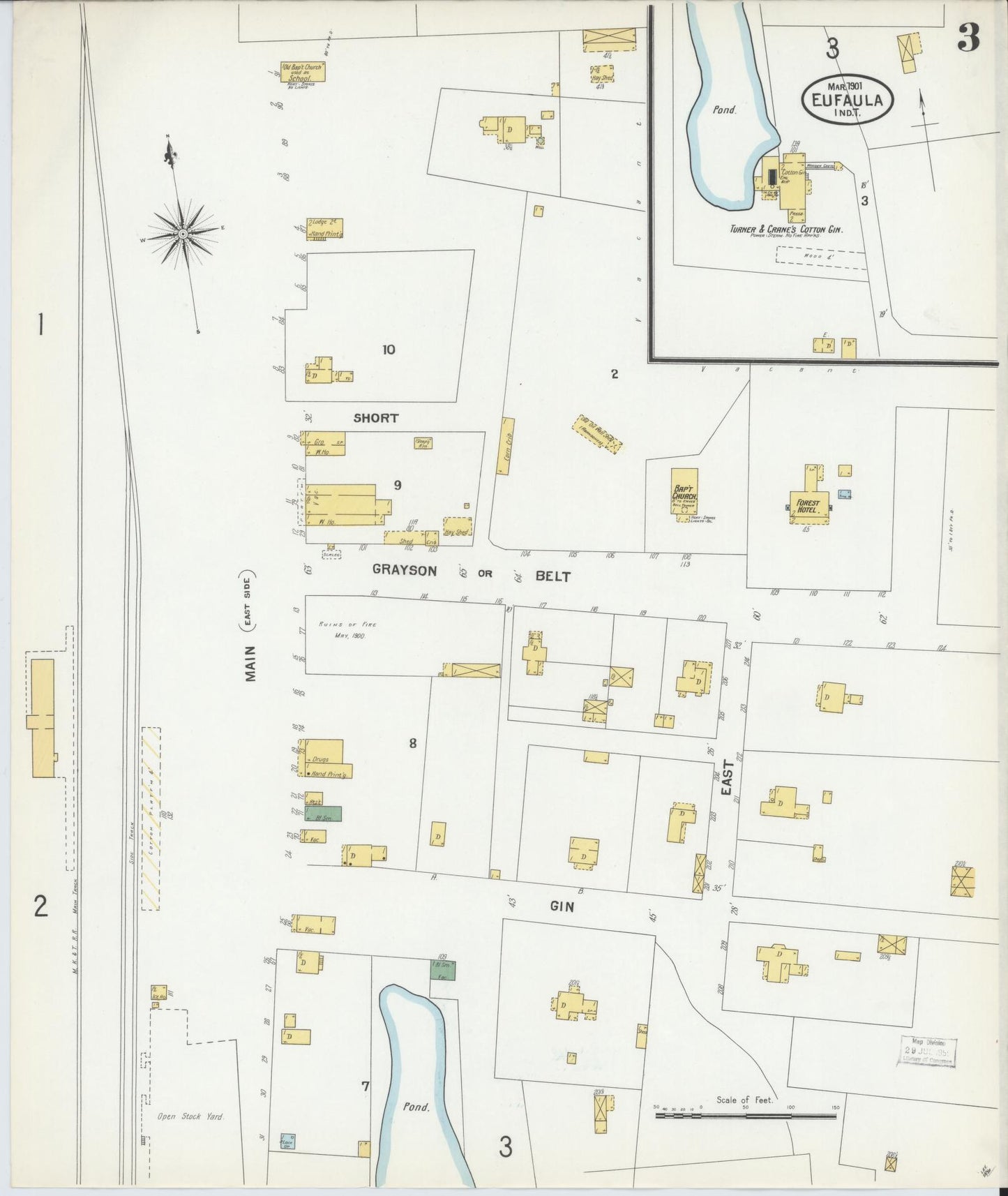 Sanborn Fire Insurance Map from Eufala, McIntosch County, Oklahoma (1901), Sheet #0003 - Complete Map Set gallery image, historic Sanborn map, vintage wall art, Oklahoma Oklahoma