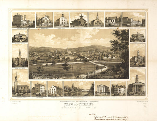 View of York, Pa. (1852) – Historic Bird’s-Eye View Panorama Print