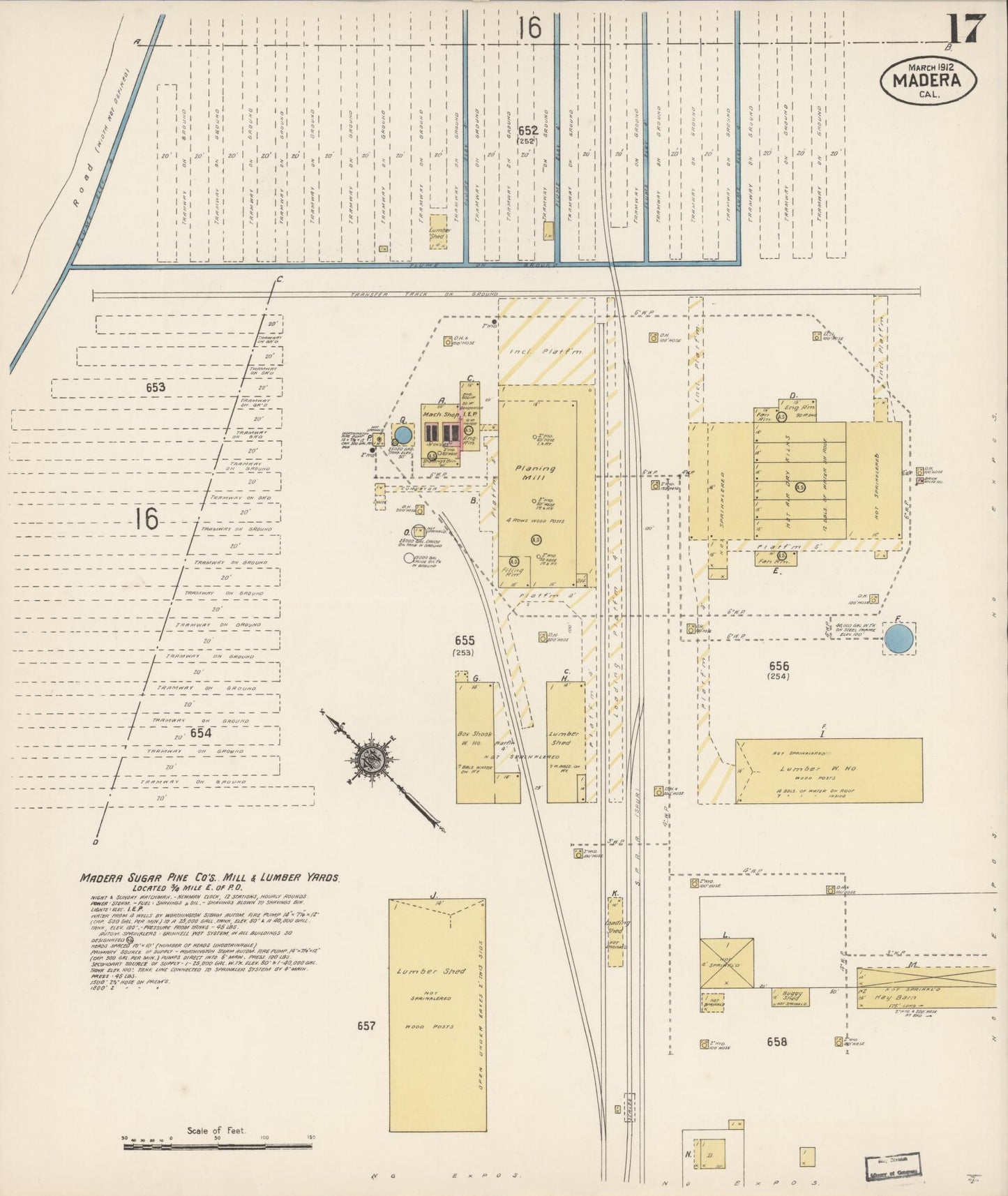 Sanborn Fire Insurance Map from Madera, Madera County, California (1912), Sheet #0017 - Historic Sanborn Fire Insurance Map Print, vintage old map wall art, antique decor, genealogy gift, California California map