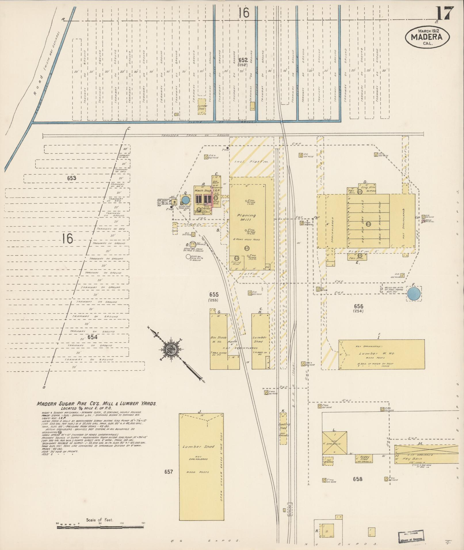 Sanborn Fire Insurance Map from Madera, Madera County, California (1912), Sheet #0017 - Historic Sanborn Fire Insurance Map Print, vintage old map wall art, antique decor, genealogy gift, California California map