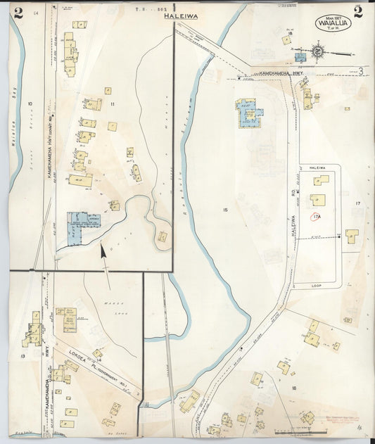 Sanborn Fire Insurance Map from Waialua, Honolulu County, Hawaii (1957), Sheet #0002 - Historic Sanborn Fire Insurance Map Print, vintage old map wall art, antique decor, genealogy gift, Hawaii Hawaii map