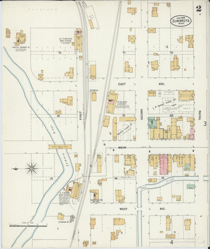Sanborn Fire Insurance Map from Zumbrota, Goodhue County, Minnesota (1899), Sheet #0002 - Historic Sanborn Fire Insurance Map Print, vintage old map wall art, antique decor, genealogy gift, Minnesota Minnesota map