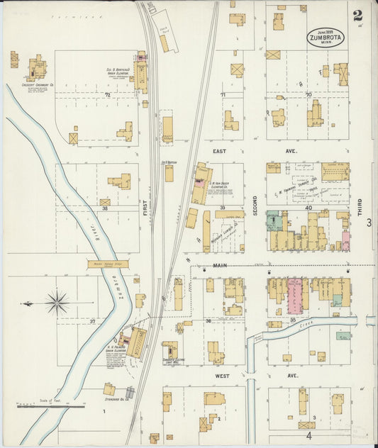 Sanborn Fire Insurance Map from Zumbrota, Goodhue County, Minnesota (1899), Sheet #0002 - Historic Sanborn Fire Insurance Map Print, vintage old map wall art, antique decor, genealogy gift, Minnesota Minnesota map