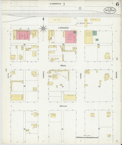 Sanborn Fire Insurance Map from Wills Point, Van Zandt County, Texas (1906), Sheet #0006 - Complete Map Set gallery image, historic Sanborn map, vintage wall art, Texas Texas