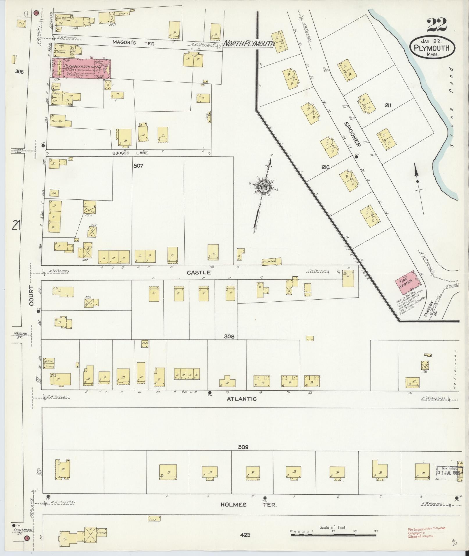 Sanborn Fire Insurance Map from Plymouth, Plymouth County, Massachusetts (1912), Sheet #0022 - Complete Map Set gallery image, historic Sanborn map, vintage wall art, Massachusetts Massachusetts