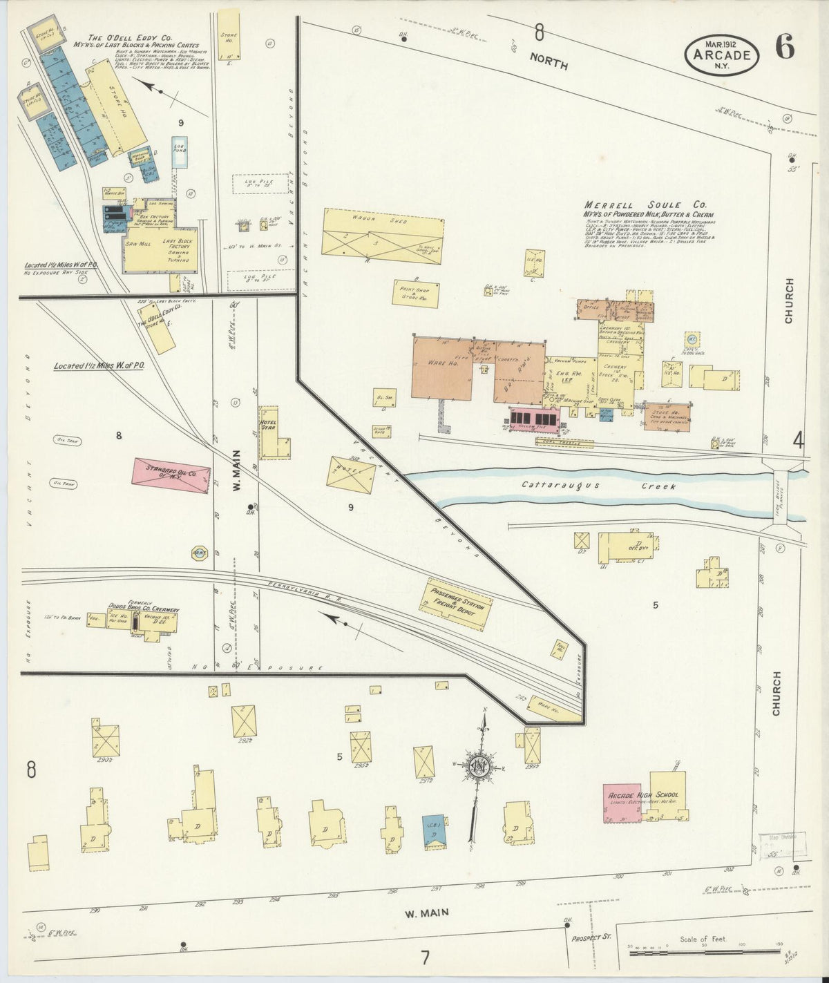 Sanborn Fire Insurance Map from Arcade, Wyoming County, New York (1912), Sheet #0006 - Complete Map Set gallery image, historic Sanborn map, vintage wall art, Arcade Wyoming