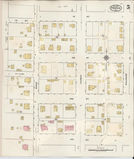 Sanborn Fire Insurance Map from Ferris, Ellis County, Texas (1941), Sheet #0005 - Historic Sanborn Fire Insurance Map Print, vintage old map wall art, antique decor, genealogy gift, Texas Texas map