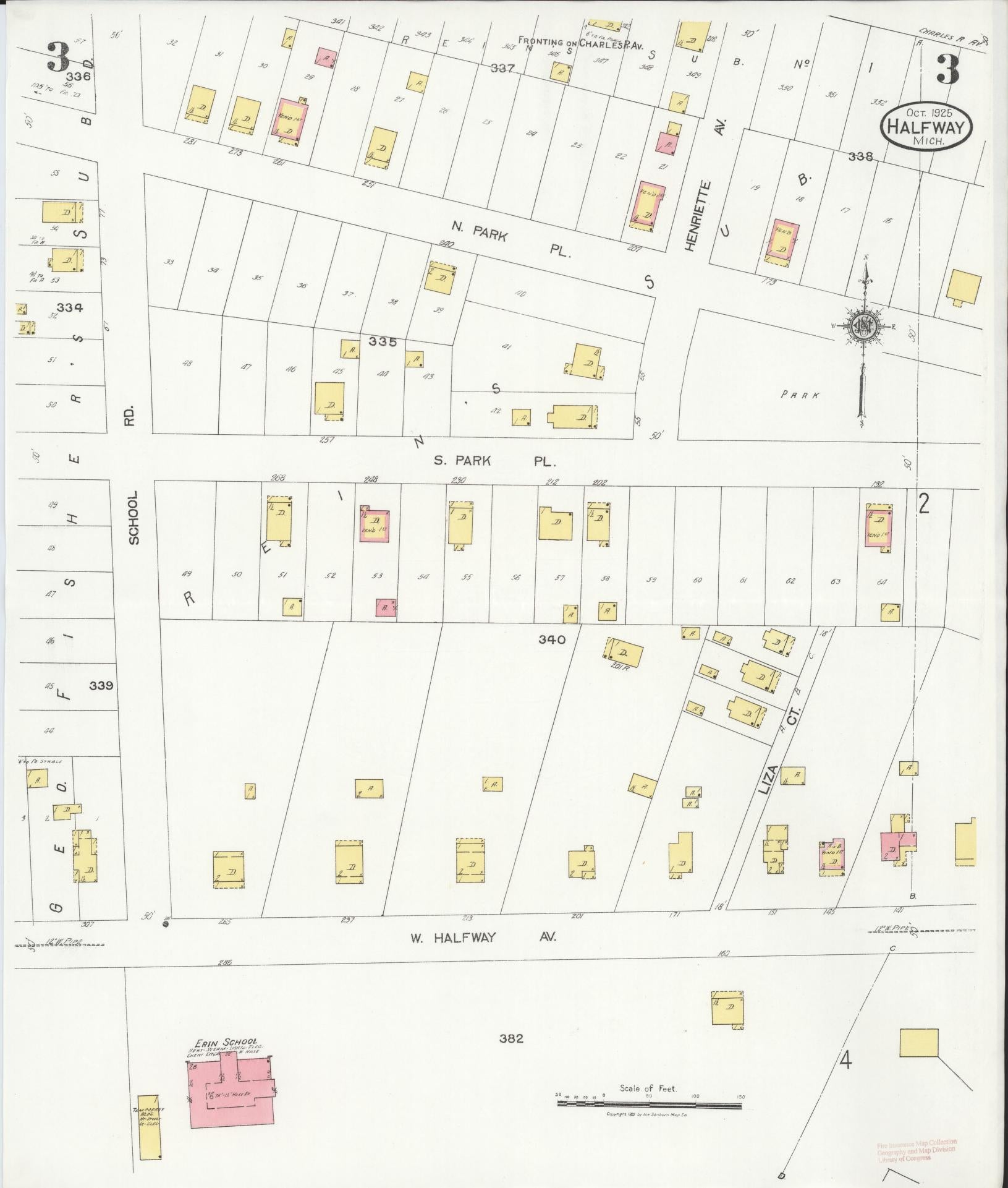 Sanborn Fire Insurance Map from Halfway, Macomb County, Michigan (1925), Sheet #0003 - Complete Map Set gallery image, historic Sanborn map, vintage wall art, Michigan Michigan