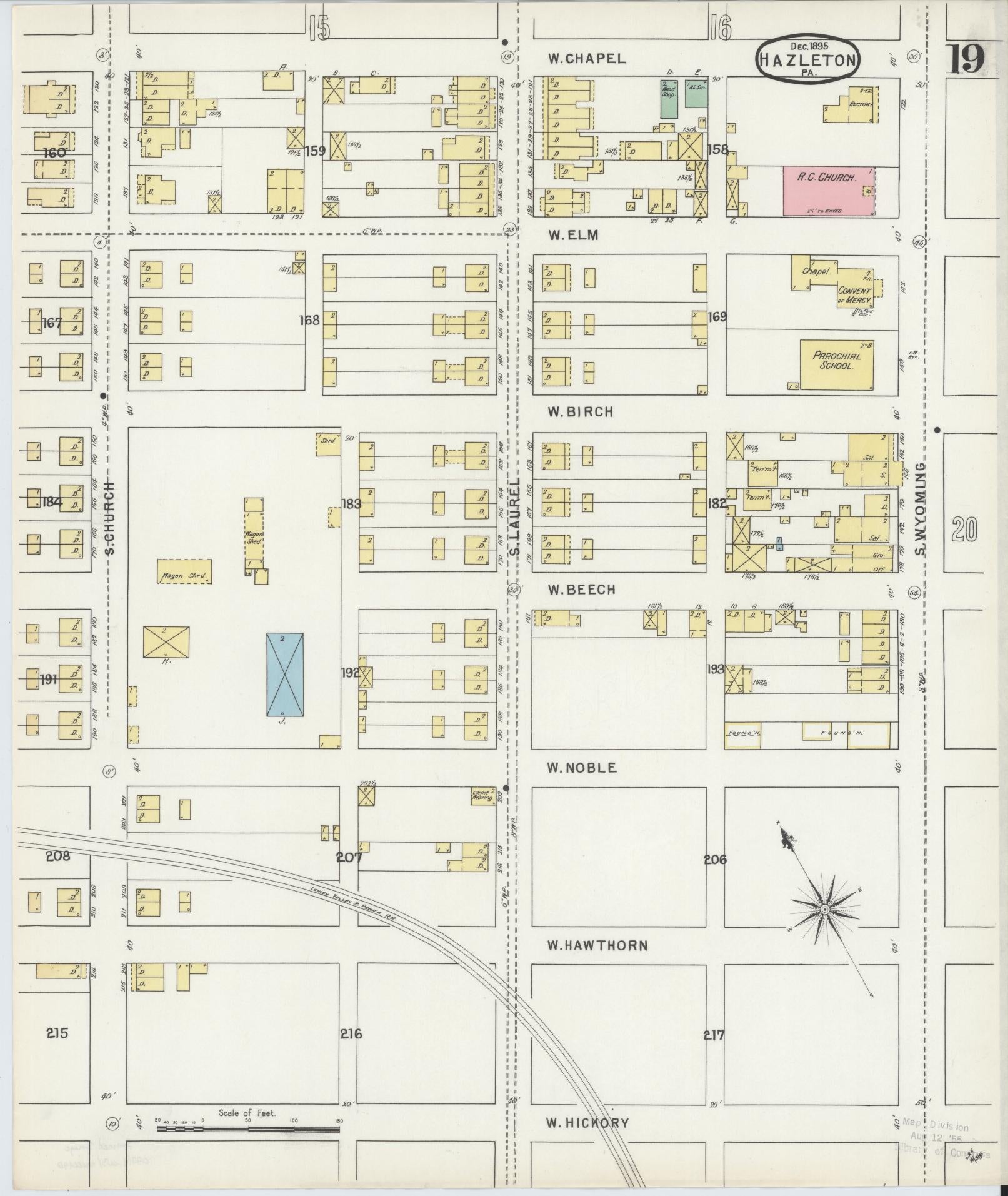 Sanborn Fire Insurance Map from Hazleton, Luzerne County, Pennsylvania (1895), Sheet #0019 - Historic Sanborn Fire Insurance Map Print, vintage old map wall art, antique decor, genealogy gift, Pennsylvania Pennsylvania map