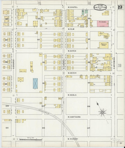 Sanborn Fire Insurance Map from Hazleton, Luzerne County, Pennsylvania (1895), Sheet #0019 - Historic Sanborn Fire Insurance Map Print, vintage old map wall art, antique decor, genealogy gift, Pennsylvania Pennsylvania map