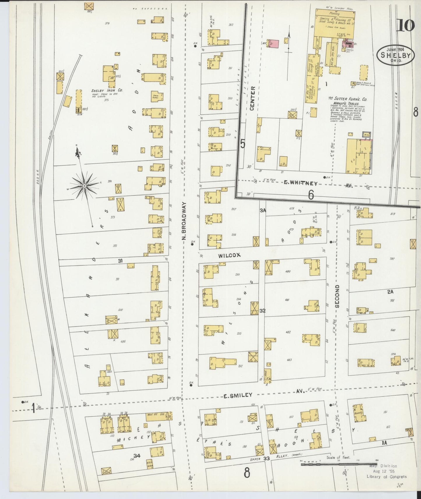 Sanborn Fire Insurance Map from Shelby, Richland County, Ohio (1904), Sheet #0010 - Historic Sanborn Fire Insurance Map Print, vintage old map wall art, antique decor, genealogy gift, Ohio Ohio map
