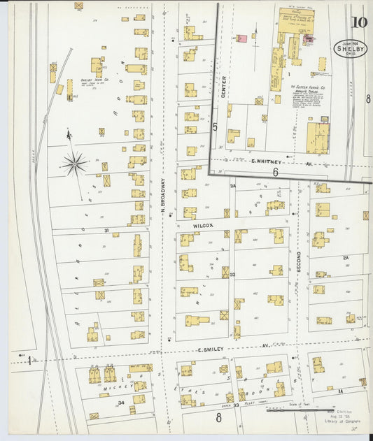 Sanborn Fire Insurance Map from Shelby, Richland County, Ohio (1904), Sheet #0010 - Historic Sanborn Fire Insurance Map Print, vintage old map wall art, antique decor, genealogy gift, Ohio Ohio map