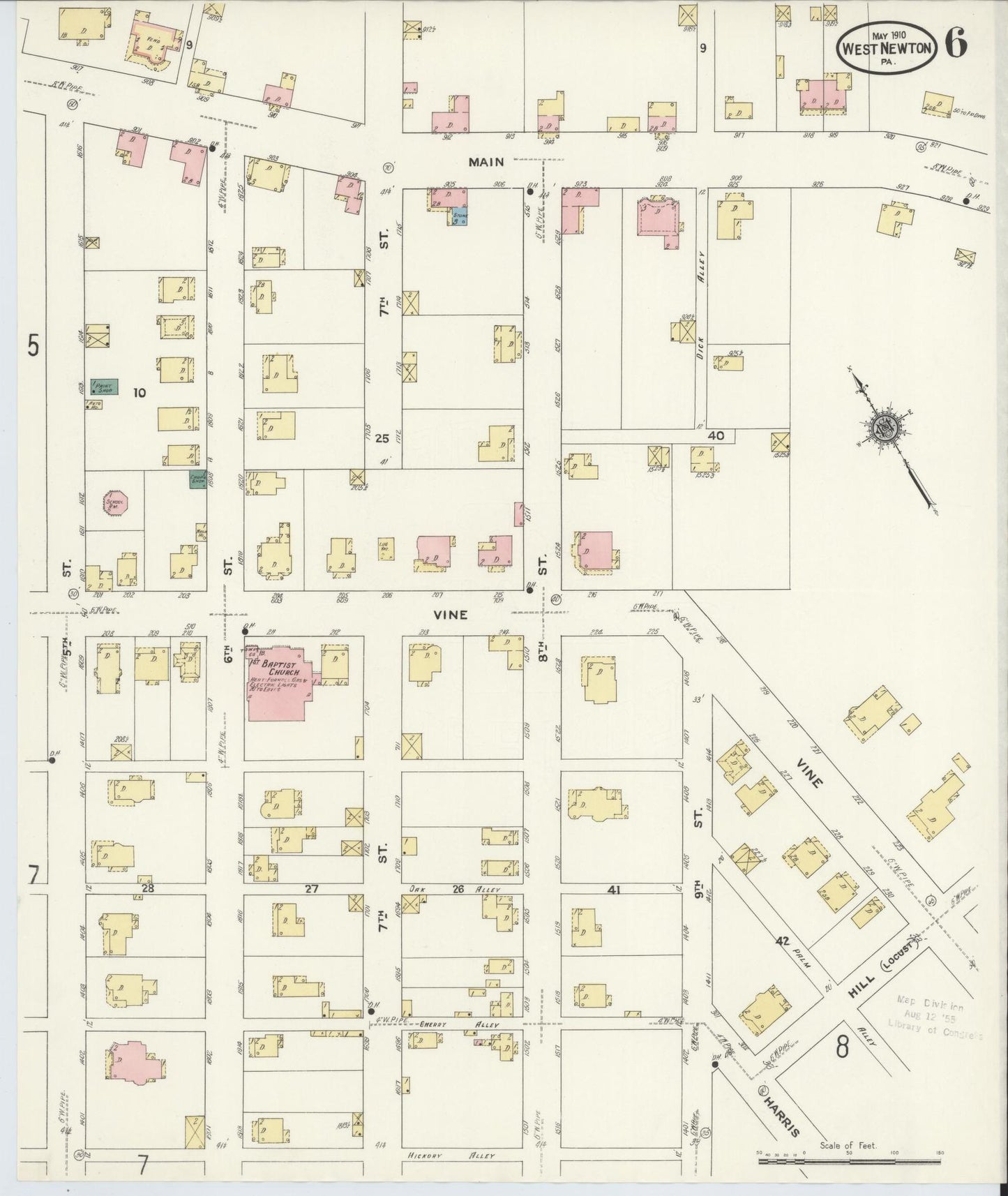 Sanborn Fire Insurance Map from West Newton, Westmoreland County, Pennsylvania (1910), Sheet #0006 - Complete Map Set gallery image, historic Sanborn map, vintage wall art, Pennsylvania Pennsylvania
