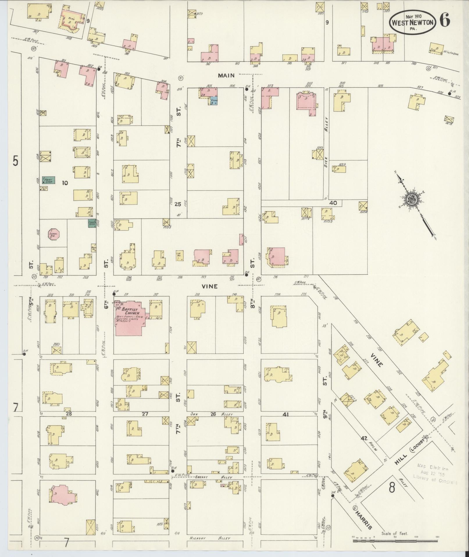 Sanborn Fire Insurance Map from West Newton, Westmoreland County, Pennsylvania (1910), Sheet #0006 - Complete Map Set gallery image, historic Sanborn map, vintage wall art, Pennsylvania Pennsylvania