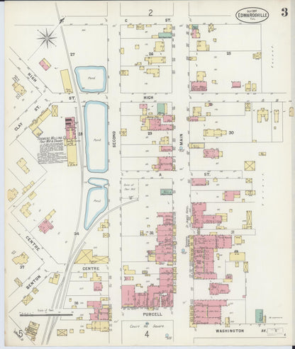 Sanborn Fire Insurance Map from Edwardsville, Madison County, Illinois (1897), Sheet #0003 - Complete Map Set gallery image, historic Sanborn map, vintage wall art, Illinois Illinois