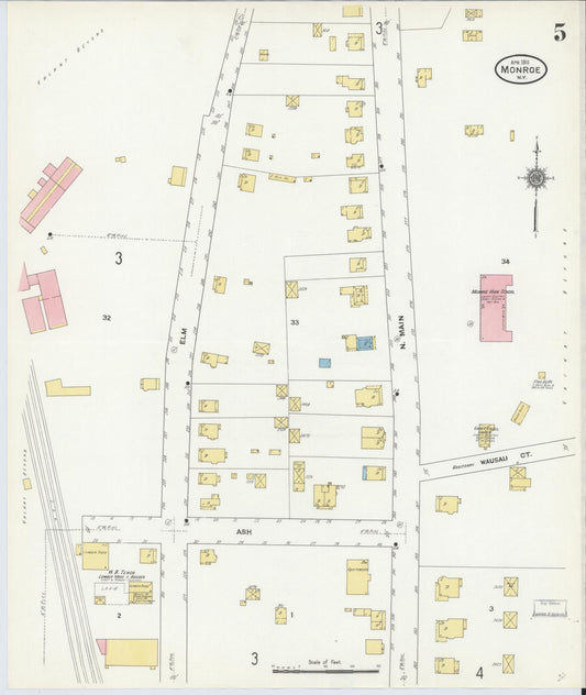 Sanborn Fire Insurance Map from Monroe, Orange County, New York (1911), Sheet #0005 - Historic Sanborn Fire Insurance Map Print, vintage old map wall art, antique decor, genealogy gift, New York New York map
