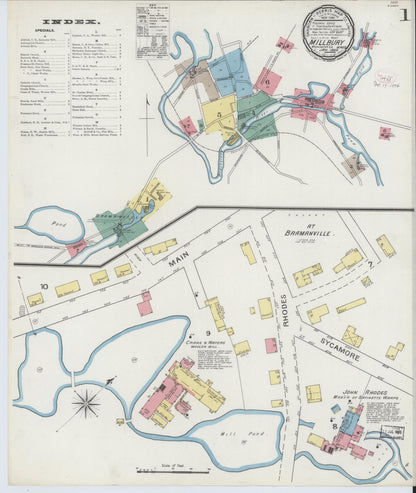 Sanborn Fire Insurance Map from Millbury, Worcester County, Massachusetts (1894), Sheet #0001 - Complete Map Set gallery image, historic Sanborn map, vintage wall art, Massachusetts Massachusetts