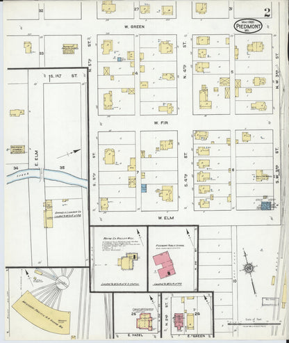 Sanborn Fire Insurance Map from Piedmont, Wayne County, Missouri (1920), Sheet #0002 - Complete Map Set gallery image, historic Sanborn map, vintage wall art, Missouri Missouri