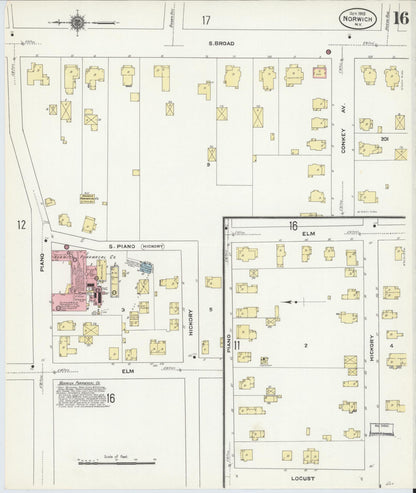 Sanborn Fire Insurance Map from Norwich, Chenango County, New York (1910), Sheet #0016 - Complete Map Set gallery image, historic Sanborn map, vintage wall art, New York New York