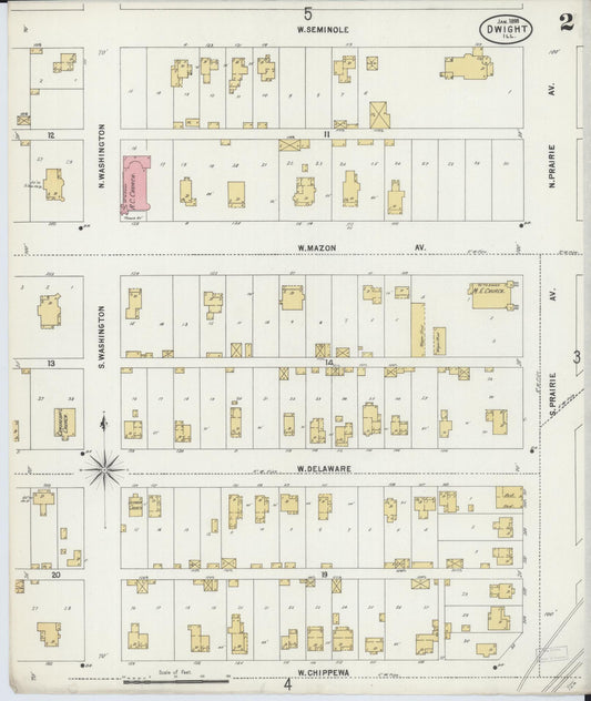 Sanborn Fire Insurance Map from Dwight, Livingston County, Illinois (1898), Sheet #0002 - Historic Sanborn Fire Insurance Map Print, vintage old map wall art, antique decor, genealogy gift, Illinois Illinois map