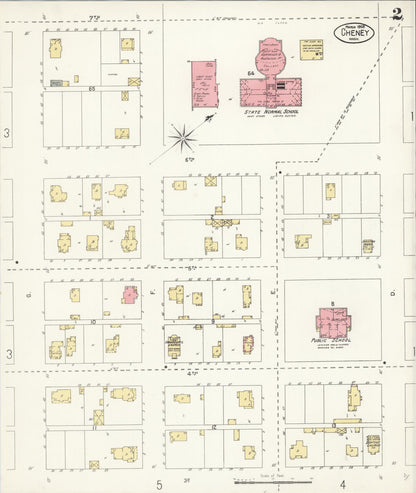 Sanborn Fire Insurance Map from Cheney, Spokane County, Washington (1908), Sheet #0002 - Complete Map Set gallery image, historic Sanborn map, vintage wall art, Washington Washington