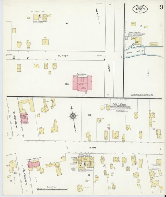 Sanborn Fire Insurance Map from Avon, Livingston County, New York (1910), Sheet #0009 - Historic Sanborn Fire Insurance Map Print, vintage old map wall art, antique decor, genealogy gift, New York New York map