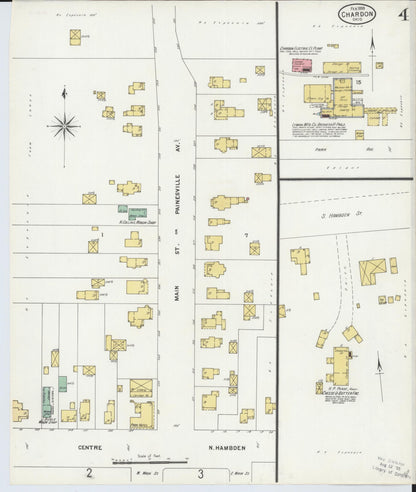 Sanborn Fire Insurance Map from Chardon, Geauga County, Ohio (1899), Sheet #0004 - Historic Sanborn Fire Insurance Map Print, vintage old map wall art, antique decor, genealogy gift, Ohio Ohio map