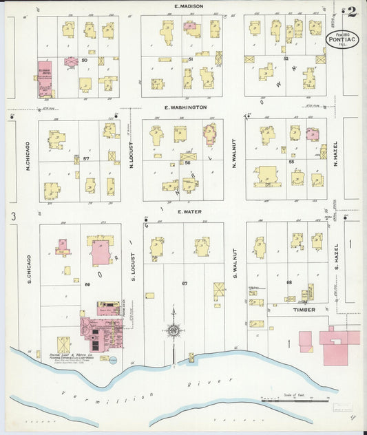 Sanborn Fire Insurance Map from Pontiac, Livingston County, Illinois (1910), Sheet #0002 - Historic Sanborn Fire Insurance Map Print, vintage old map wall art, antique decor, genealogy gift, Illinois Illinois map