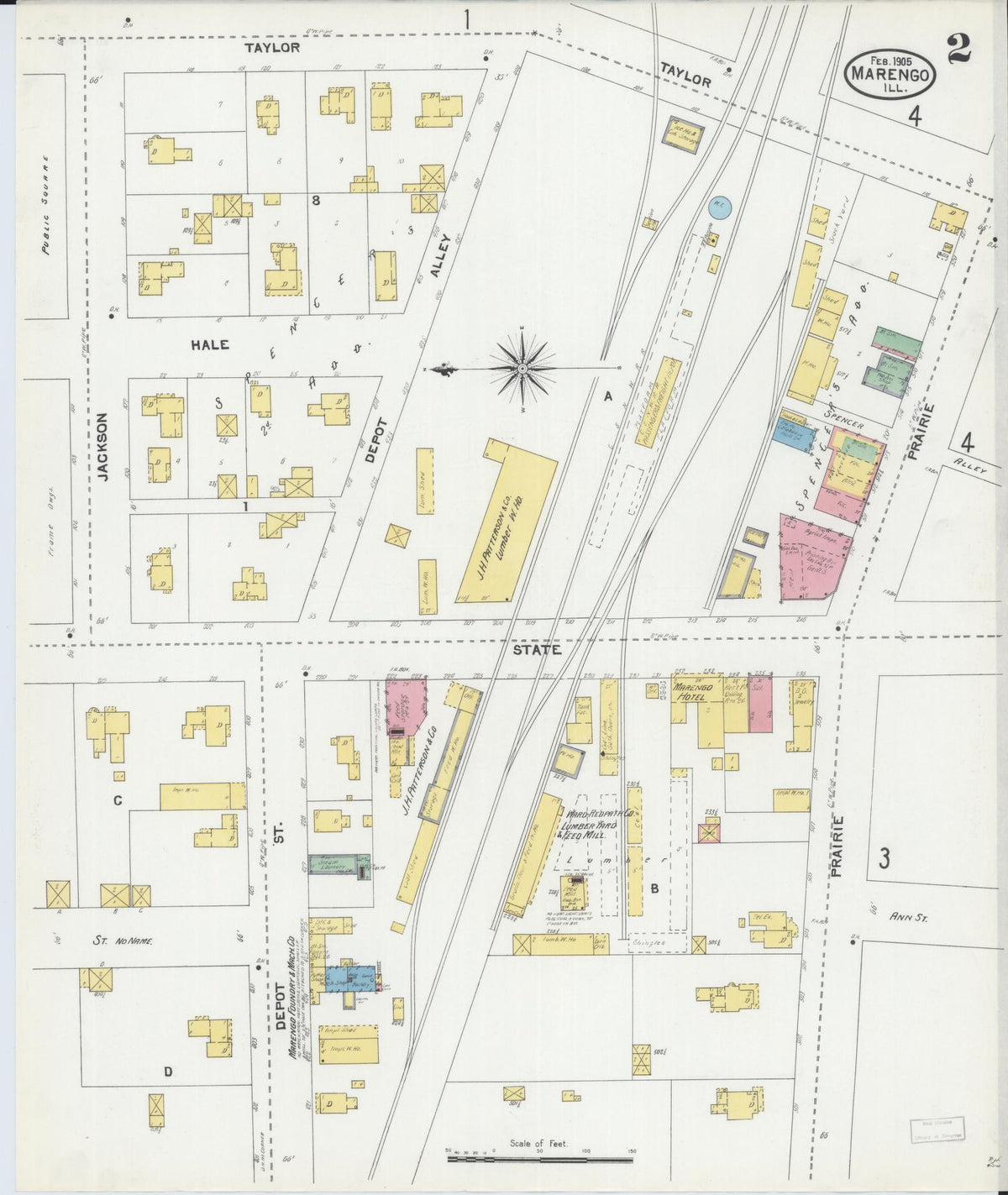 Sanborn Fire Insurance Map from Marengo, McHenry County, Illinois (1905), Sheet #0002 - Historic Sanborn Fire Insurance Map Print, vintage old map wall art, antique decor, genealogy gift, Illinois Illinois map