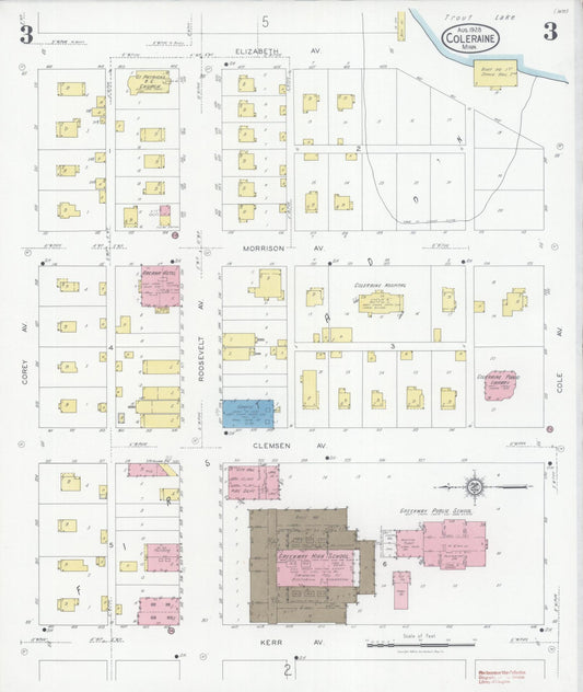 Sanborn Fire Insurance Map from Coleraine, Itasca County, Minnesota (1928), Sheet #0003 - Historic Sanborn Fire Insurance Map Print, vintage old map wall art, antique decor, genealogy gift, Minnesota Minnesota map
