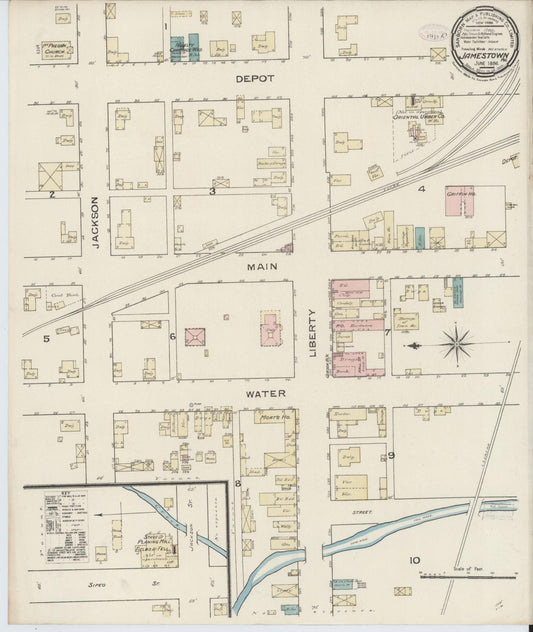 Sanborn Fire Insurance Map from Jamestown, Mercer County, Pennsylvania (1886), Sheet #0001 - Historic Sanborn Fire Insurance Map Print, vintage old map wall art, antique decor, genealogy gift, Pennsylvania Pennsylvania map